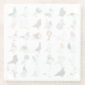 Dessous-de-verre En Verre 36 races de pigeons (Dos)