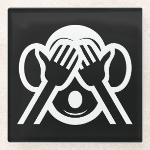 Dessous-de-verre En Verre 3 Singes Sages Mizaru 見 ざ る Ne Voir AUCUN Emoji Ma