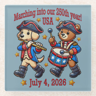 Dessous-de-verre En Verre 4 juillet USA 250e anniversaire Semiquincentenaire