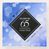 Dessous-de-verre En Verre 65e anniversaire de l'élégant Mariage Blue Sapphir (Devant)