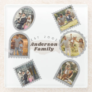 Dessous-de-verre En Verre 6 Six Photo Moderne Élégant Collage Famille Amour