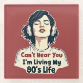 Dessous-de-verre En Verre 80s Rétro Nostalgic Music Lover Throwback Design (Devant)