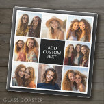 Dessous-de-verre En Verre 8 Collage photo - noir blanc - texte personnalisé<br><div class="desc">Vous pouvez utiliser des photos Instagram pour cette conception. Utilisez 8 photos carrés pour créer un cadeau unique et personnel. Si vous avez besoin d'ajuster les images,  cliquez sur l'outil personnaliser pour apporter des modifications.</div>