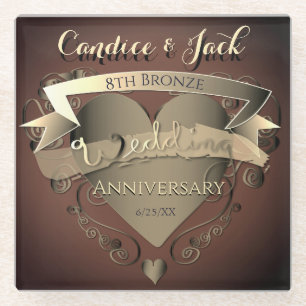 Dessous-de-verre En Verre 8e anniversaire du Mariage bronze