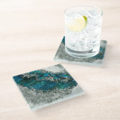 Dessous-de-verre En Verre Abalone Shell Pearl and Silver 2 (Incliné)