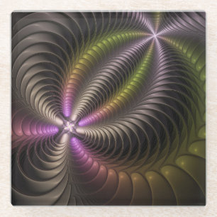 Dessous-de-verre En Verre Abstrait brillant Trippy coloré 3D Fractal Art