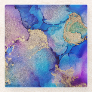Dessous-de-verre En Verre Abstrait coloré : Peinture à l'huile texturée.
