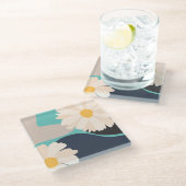 Dessous-de-verre En Verre Abstrait Floral Turquoise moderne (Incliné)