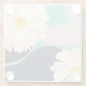 Dessous-de-verre En Verre Abstrait Floral Turquoise moderne (Dos)