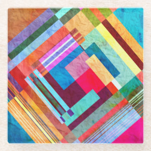 Dessous-de-verre En Verre Abstrait géométrique, arrière - plan de couleur gr