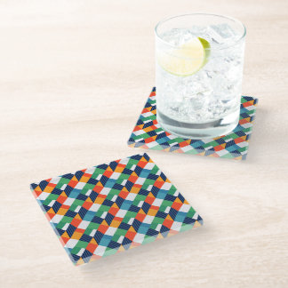 Dessous-de-verre En Verre Abstrait Géométrique Multicolore Gras