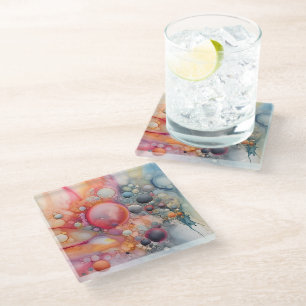 Dessous-de-verre En Verre Abstrait Liquid Pour Art Beach Vibes, Cellules de