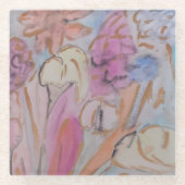 Dessous-de-verre En Verre Abstrait Pastel Floral (Devant)