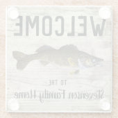 Dessous-de-verre En Verre Accueil Pêche Walleye Nom de famille (Dos)