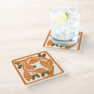 Dessous-de-verre En Verre Acornes Art nouveau et chêne Feuilles
