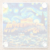 Dessous-de-verre En Verre Acropole nocturne étoilée Athènes Grèce (Dos)