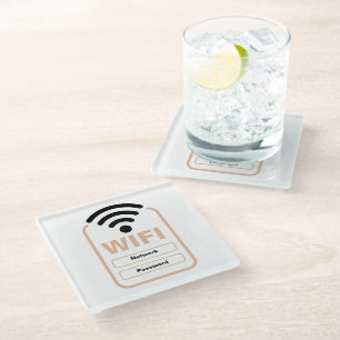 Dessous-de-verre En Verre Acrylique WiFi Network Mot de passe Afficher le mo