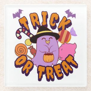 Dessous-de-verre En Verre Adorable Halloween Ghost Trick ou traitement