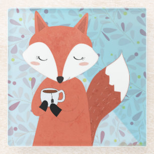 Dessous-de-verre En Verre Adorable Lady Fox Leaf Arrière - plan