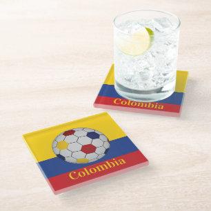 Dessous-de-verre En Verre Affiche de football de Colombie
