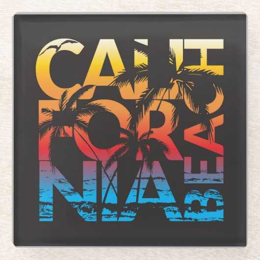 Dessous-de-verre En Verre Affiche de plage de la Californie (Devant)