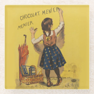 Dessous-de-verre En Verre Affiche vintage Chocolat Menier française Art Boui