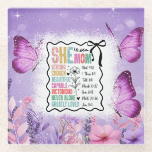 Dessous-de-verre En Verre Affirmations bibliques pour Elle est Maman