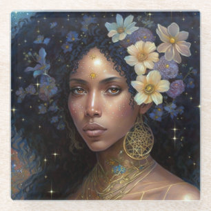 Dessous-de-verre En Verre African American Black Goddess Queen Imaginaire Ar