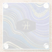Dessous-de-verre En Verre Agate Abstrait Monogramme Minuit ID827 (Dos)