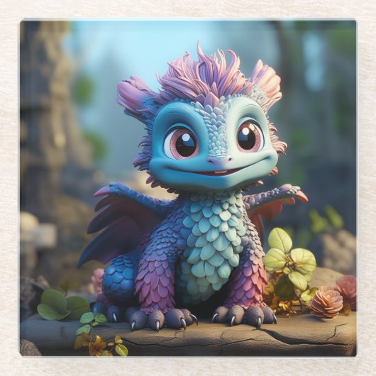 Dessous-de-verre En Verre Aiden, un dragon lunaire (Devant)