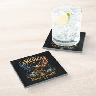 Dessous-de-verre En Verre Aigle du 250e anniversaire des États-Unis d'Amériq