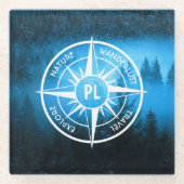 Dessous-de-verre En Verre Aiguille de compas monogramme brouillard dans la f (Devant)