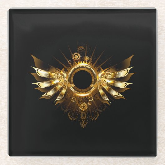 Dessous-de-verre En Verre Ailes de Steampunk (Devant)