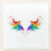 Dessous-de-verre En Verre Ailes fluffy arc-en-ciel (Devant)