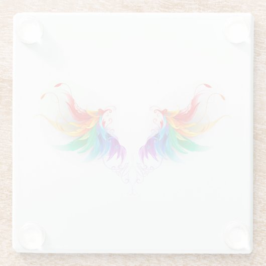 Dessous-de-verre En Verre Ailes fluffy arc-en-ciel (Dos)