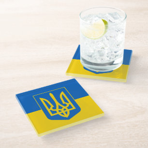 Dessous-de-verre En Verre Aime l'Ukraine et la mode du drapeau ukrainien / f