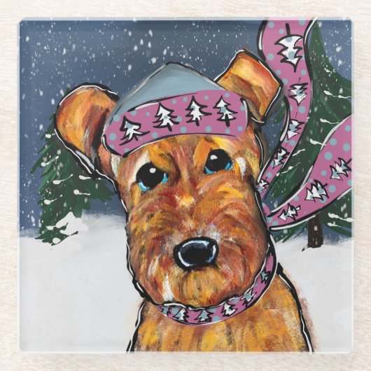 Dessous-de-verre En Verre Airedale Terriers (Devant)