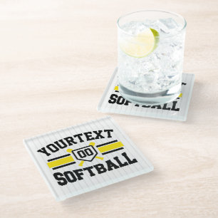 Dessous-de-verre En Verre AJOUT PERSONNALISÉ NOM Softball Player Varsity Tea