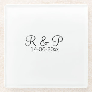 Dessous-de-verre En Verre Ajouter monogramme du nom du couple ajouter date a