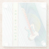 Dessous-de-verre En Verre Ajouter un nom Cool moderne blanc & Turquoise Guit (Dos)