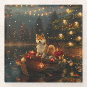 Dessous-de-verre En Verre Akita Christmas Festive Voyage