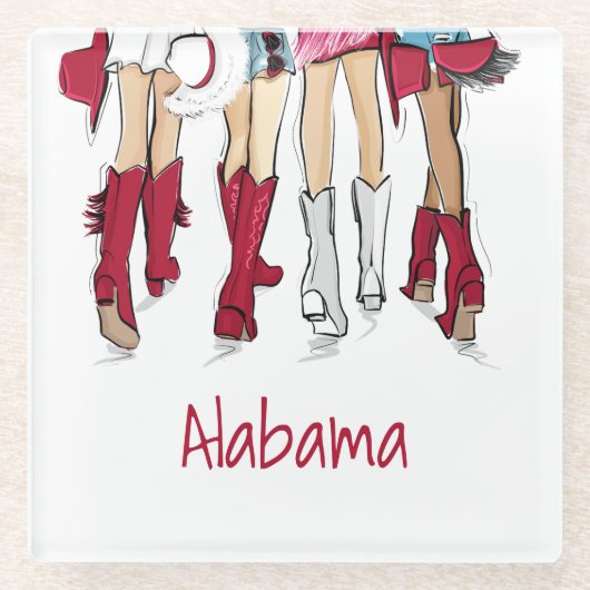 Dessous-de-verre En Verre Alabama Dames mode Cowboy Bottes Crimson Rouge (Devant)