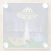 Dessous-de-verre En Verre Alien d'enlèvement extra-terrestre (Dos)