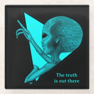 Dessous-de-verre En Verre Alien gris, la vérité est là