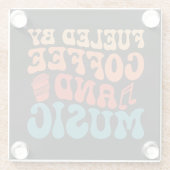 Dessous-de-verre En Verre Alimenté par Café & Musique Retro Typographie Vint (Dos)