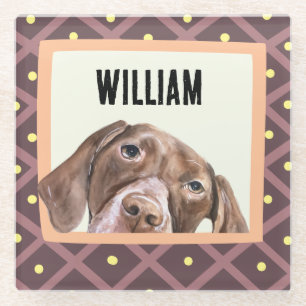 Dessous-de-verre En Verre Allemand Short Haired Pointer cadre photo personna