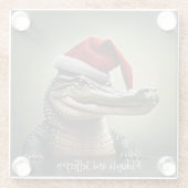 Dessous-de-verre En Verre Alligator amusant à Santa Hat (Dos)
