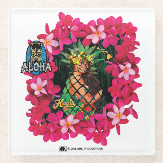 DESSOUS-DE-VERRE EN VERRE ALOHA 3 4