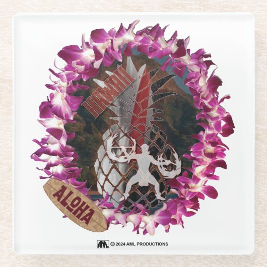 DESSOUS-DE-VERRE EN VERRE ALOHA 50 (Devant)