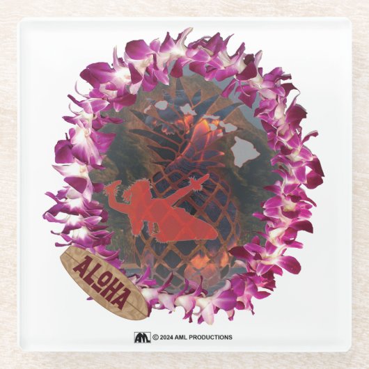 DESSOUS-DE-VERRE EN VERRE ALOHA 53 (Devant)